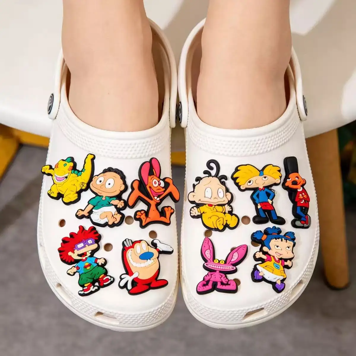 11-100pcs Paris Cute Retro Kids Figure Shoe Charms For Sandals,Shoe Decoration Accessories Shoe Pins Great Gift For Men Wom