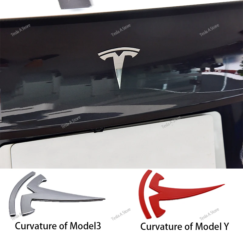 3pcs for Tesla Model 3 Model Y car logo pasting, tail label, front label, carbon fiber steering wheel logo modification fashion