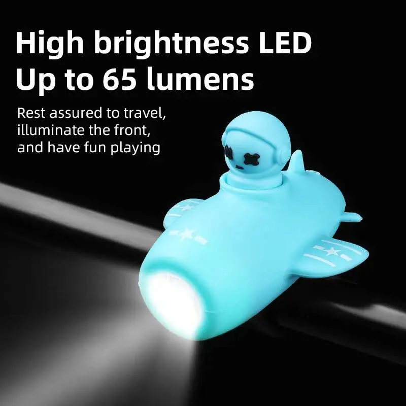 

ESLNF Cartoon Multiple Colors Riding Bicycle Night Small Bike Children's Bell Horn Light Kids Airplane