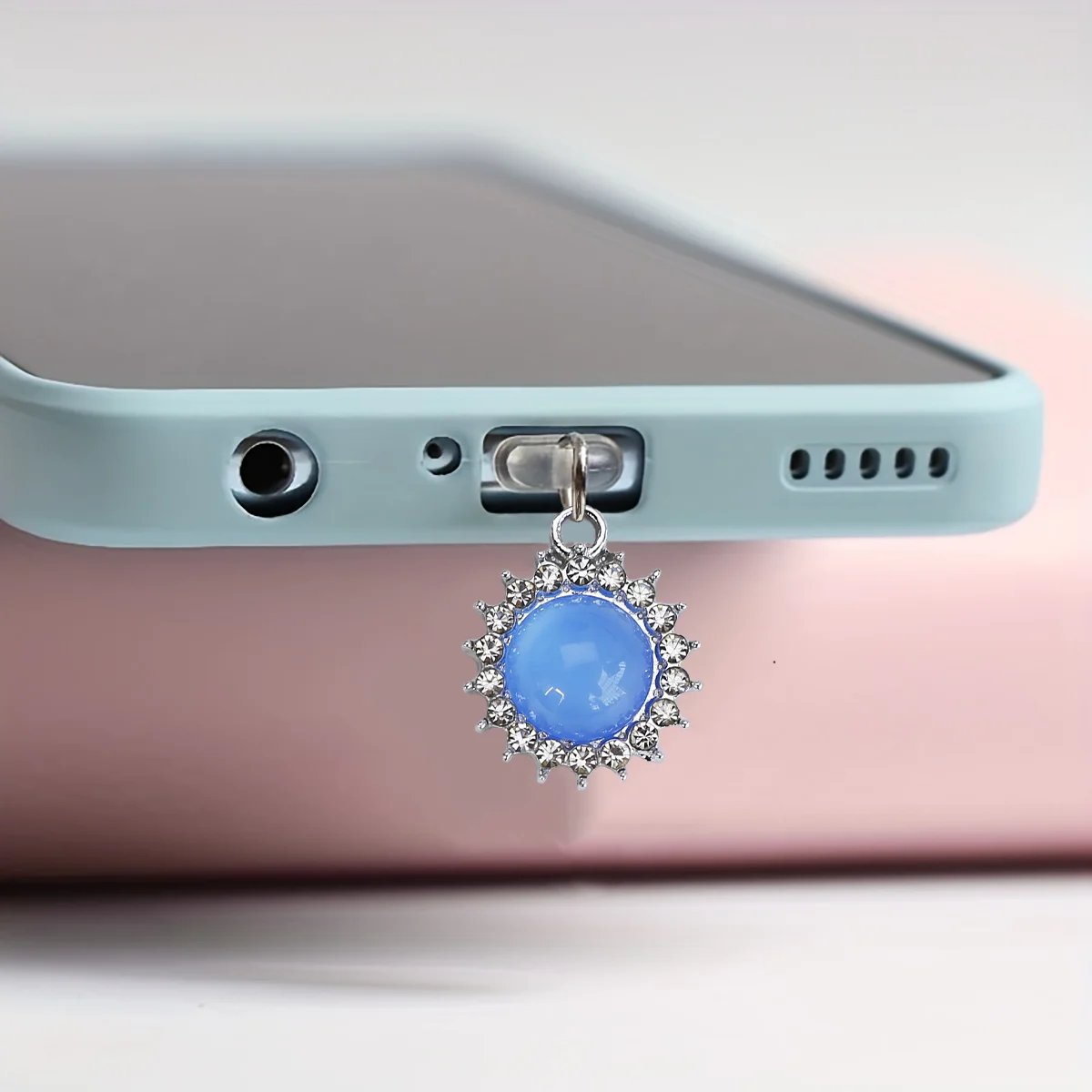 Telefon-Staubschutz mit Diamant-Katzenaugen-Steinanhänger, Hängedekoration, Telefonzubehör für iPhone Typ-C-Anschluss Staubschutz – Detail 7