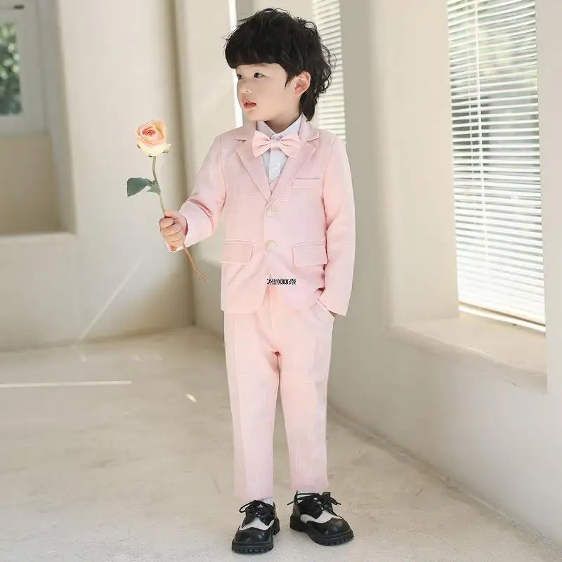 

Khaki Wedding Suit For Boys Children Formal Photograph Suit Gentleman Kids Tuxedo Dress Teenager Graduation Stage Show Costume