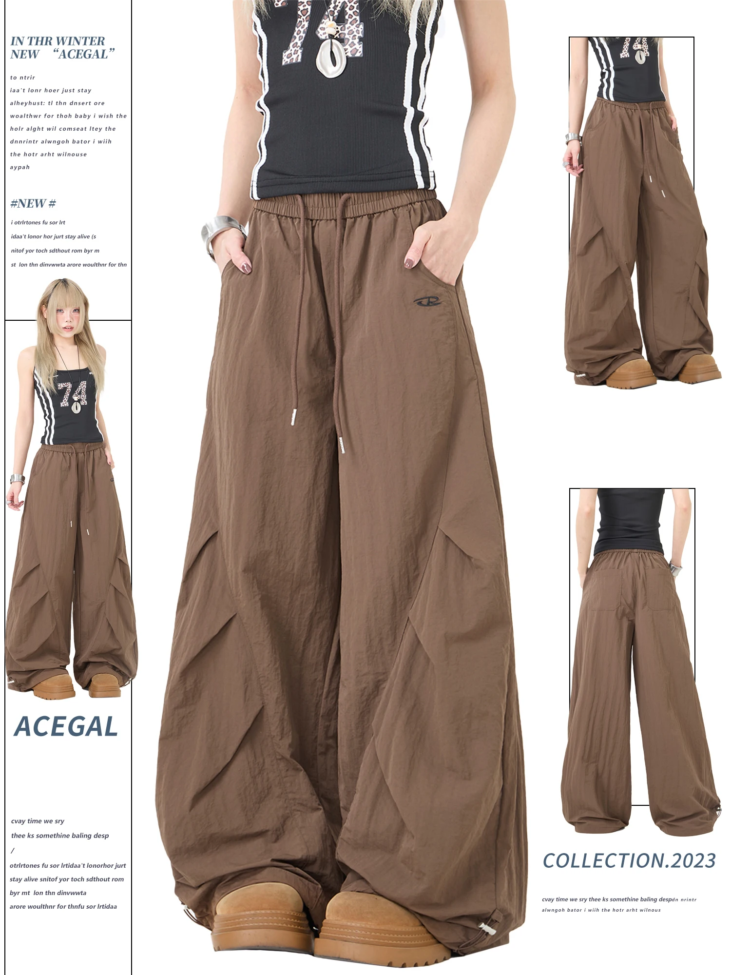 

Брюки женские широкие повседневные для активного отдыха, спортивные, в американском стиле, с эффектом похудения, модель «Солдат»