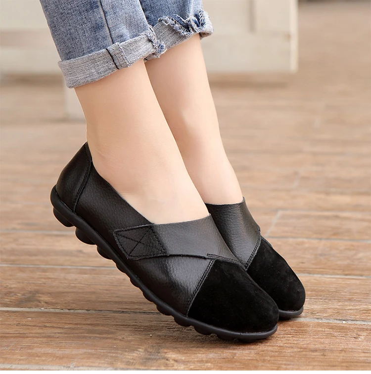 Frau Schuhe Weiche Leder Low Heels Schuhe frauen Elegante Wohnungen 2025, Casual Flache Schuhe Frauen Schuhe Neue Müßiggänger Zapatos mujer – Detail 1