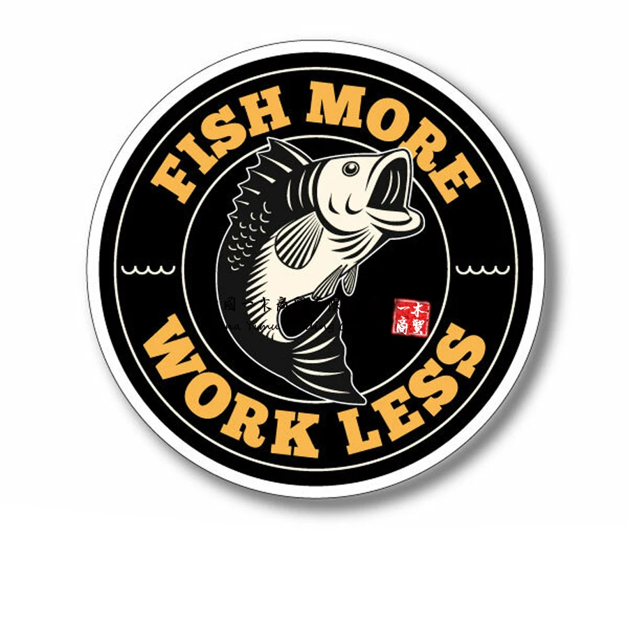 FISH MORE WORK LESS funny fishing sticker decal for Car UTE 4X4 BOAT RV Mo