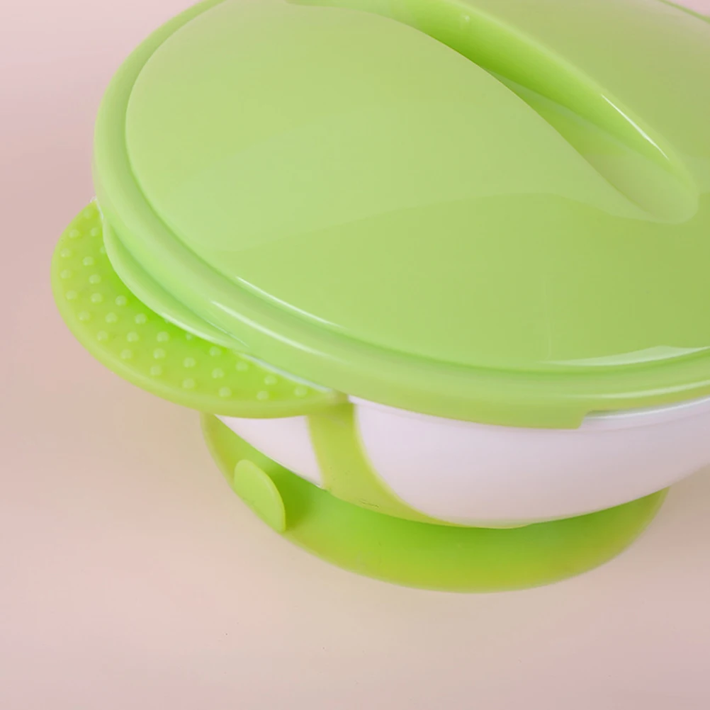 

Suction Cup Warming Spoon Baby Feeding Bowl Kids Tableware Toddler Green Child Safe Premium Material Anti Slip Design Flying