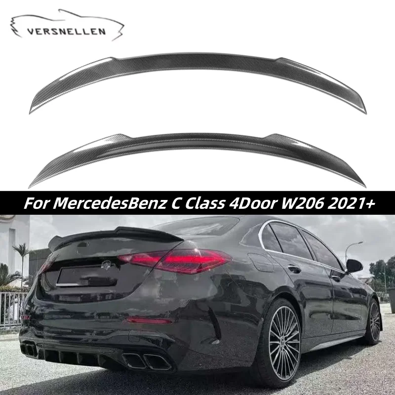 

For Mercedes W206 Sedan C-Class 4Door C200 C260 X Style Carbon Fiber Rear Spoiler Trunk Wing 2021+Rear Bumper Trunk Roof Lip