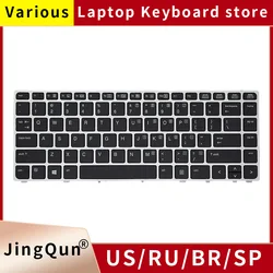 Nieuwe us russische laptop toetsenbord voor hp elitebook folio 9470m 9470 9480 9480m 702843-001 ons vervangen toetsenbord zilver met achtergrondverlichting