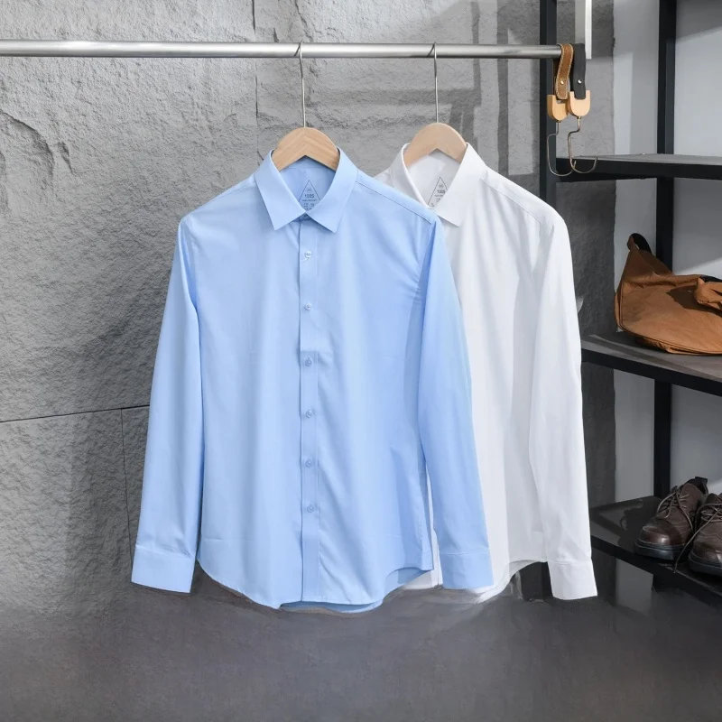 Premium Long Sleeve Cotton Shirt for Men 100 Stitches Ultra-Soft Breathable Casual Wear Standard Fit Pure Color Button-Up