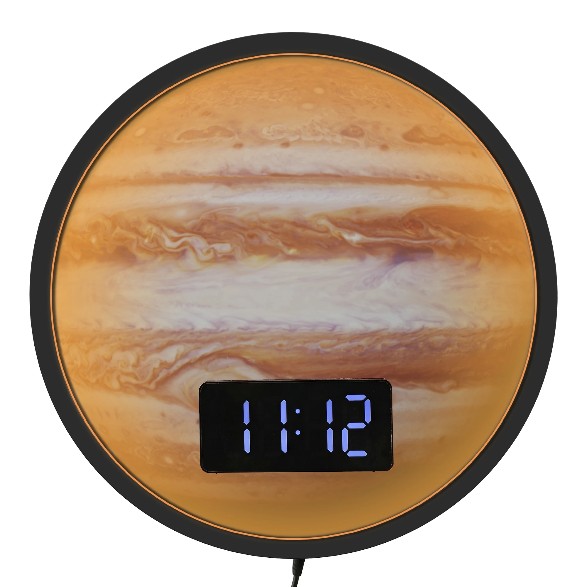 Jupiter Planet Galaxy Space LED Night Light Digital Wall Clock With with Temperature Calendar Date 12/24hr Glow in Dark Clock