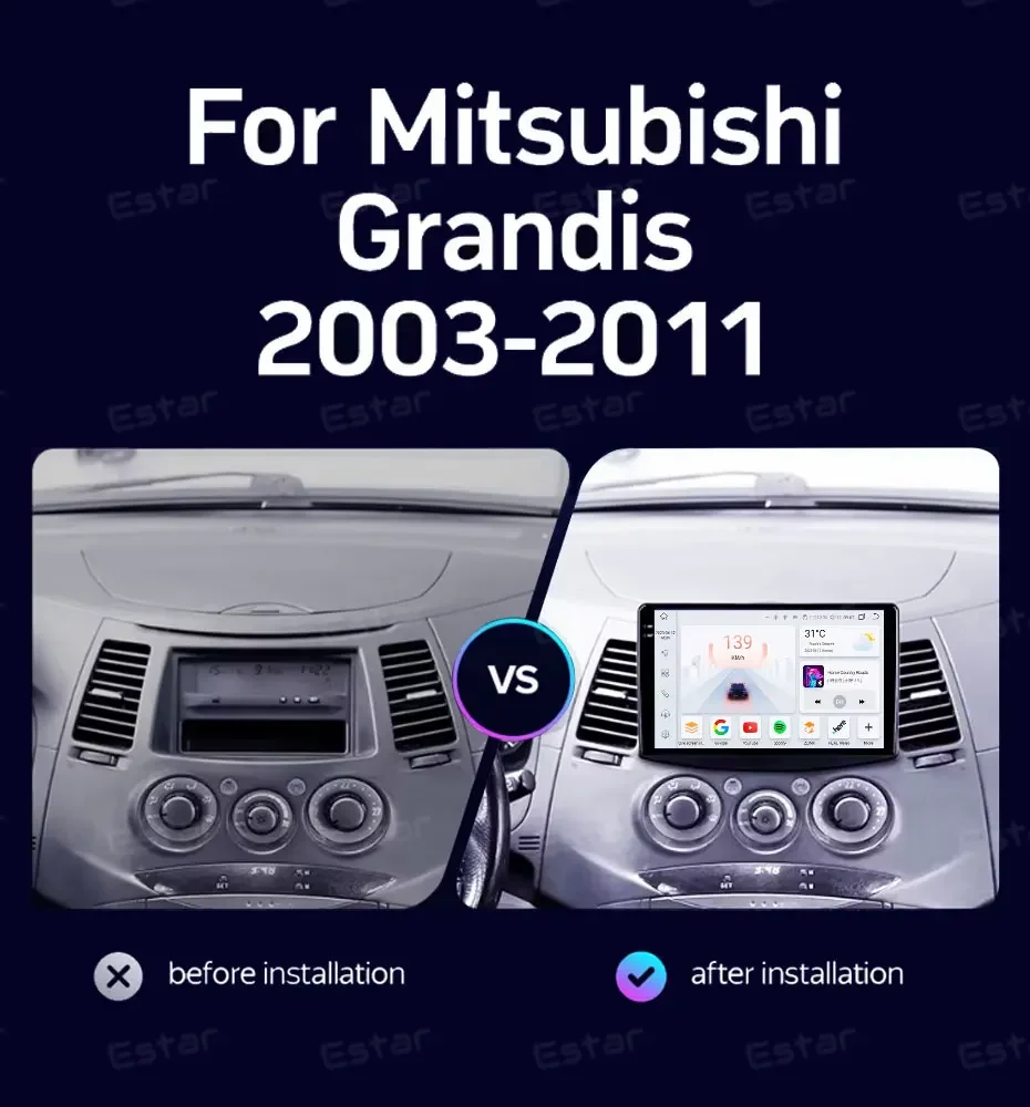 Android 16 Car Radio Player For Mitsubishi Grandis 1 2003 - 2011 Auto GPS Navigation Carplay Bluetooth DSP Wifi 5G NO 2din DVD