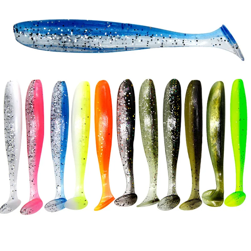 Sea.Yolo 7Pcs Two-color T-tail 5.5/6.3/7/9cm Soft Bait Soft Worm Mandarin Fishing Lure Bait Bionic Bait Fishing Accessories