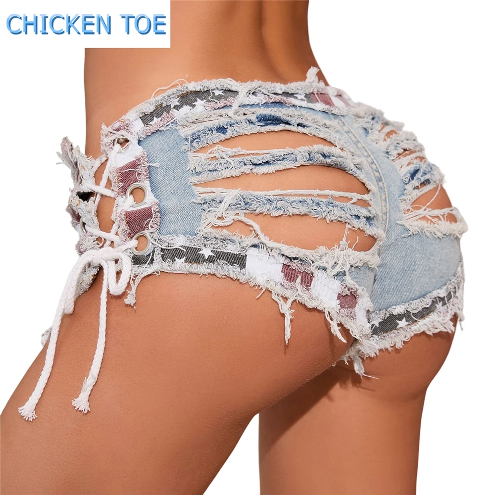 Calção jeans de cintura média feminina, shorts magros, calça curta de buraco quente, moda feminina, pole dance, novo