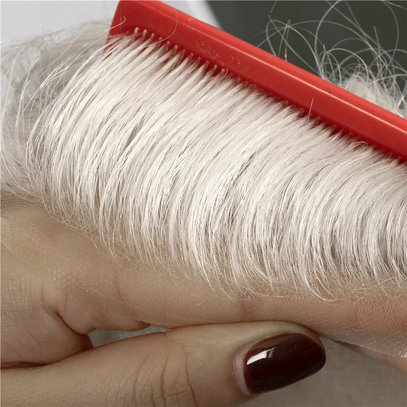 0.06mm Thin Skin Double Knot Human Hair 8*10 Men's Capillary Prosthesis Invisible Edge Men Wig Replacement System Hair Toupee