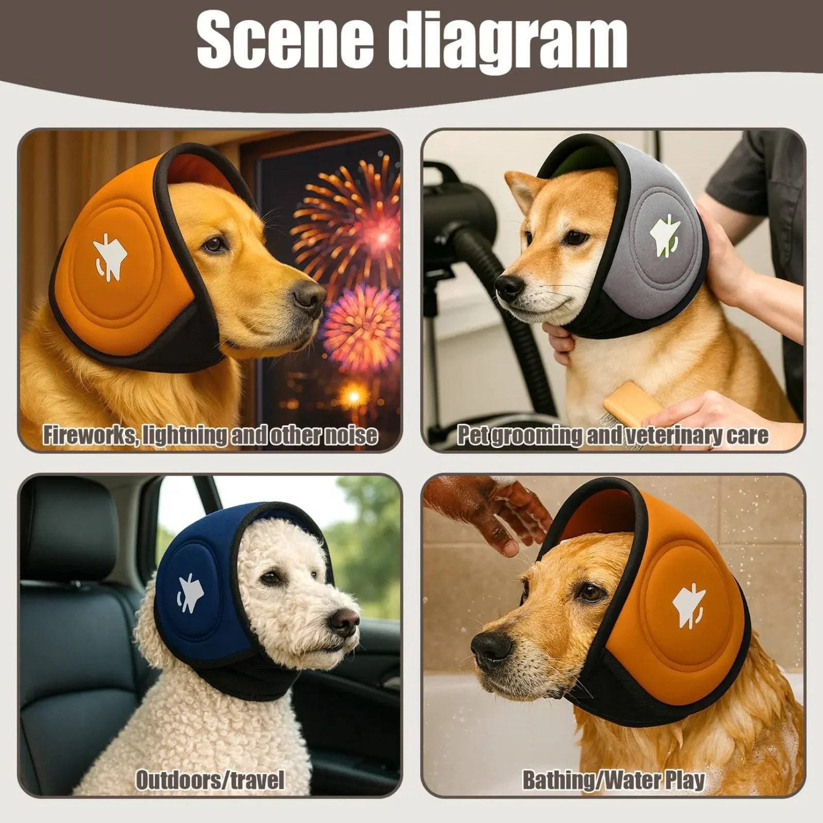 Dicke Hundeohrenschützer, Geräuschreduzierung zur Vermeidung von Schrecken, zur Beruhigung von Emotionen, Kopfbedeckung für große, mittelgroße und kleine Hunde, Haustierbedarf – Detail 4