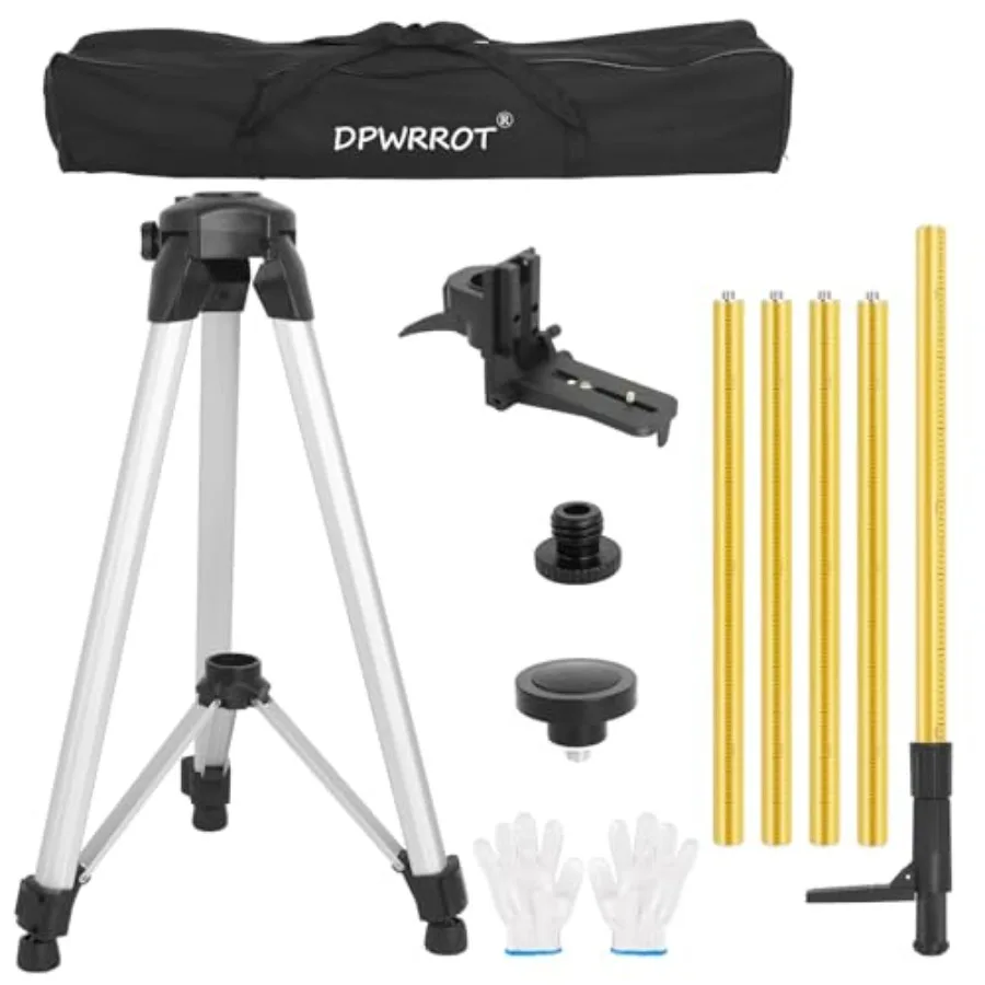 

Телескопическая штанга для лазерного уровня с штативом 12 футов/3,7 м для ротационных и линейных лазерных уровней, подставка из алюминиевого сплава с креплением 1/4 дюйма и 5/8 дюйма