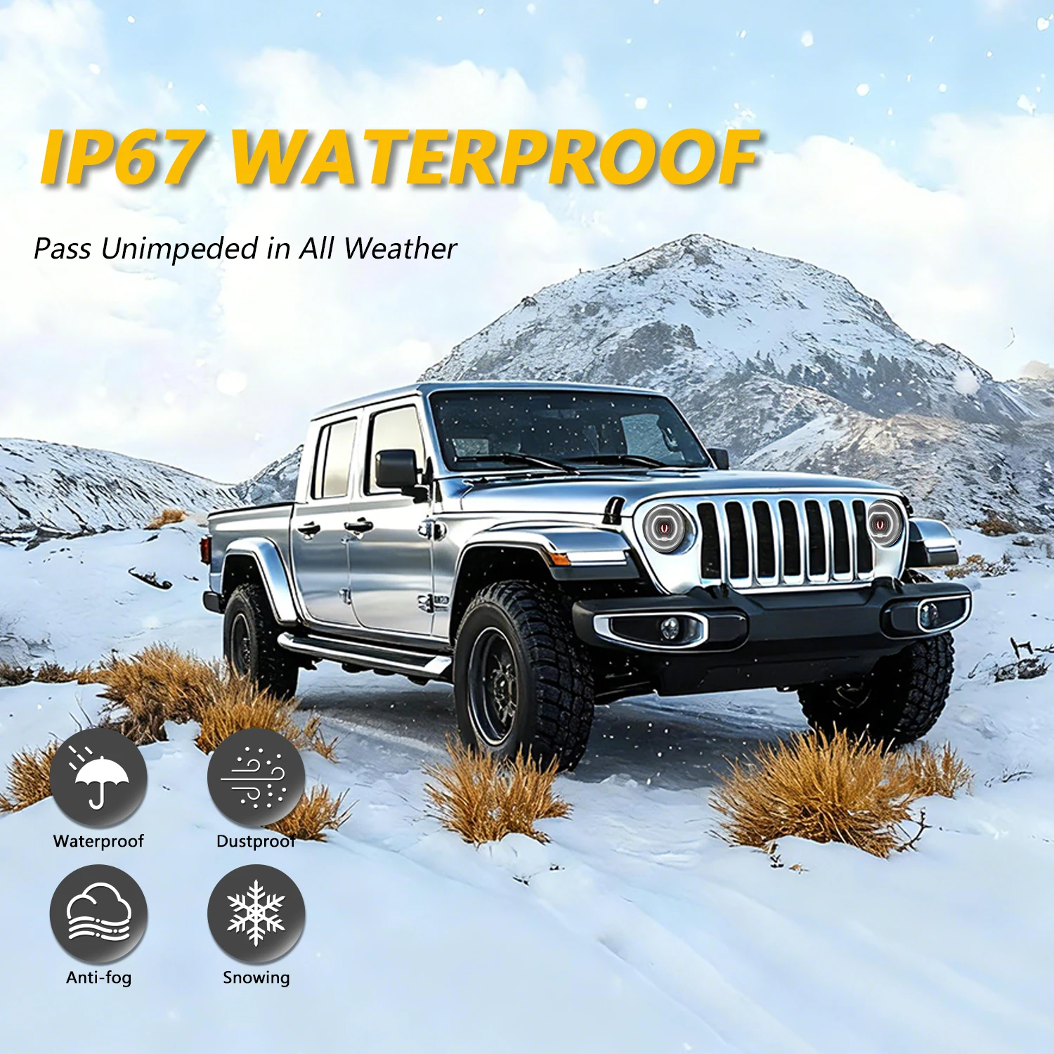 7 Inch Round Wrangler Headlight LED Headlight Double-lens H4 High Power 200W 20000LM Headlamp for Jeep JK Harley DRL 6000K 32V