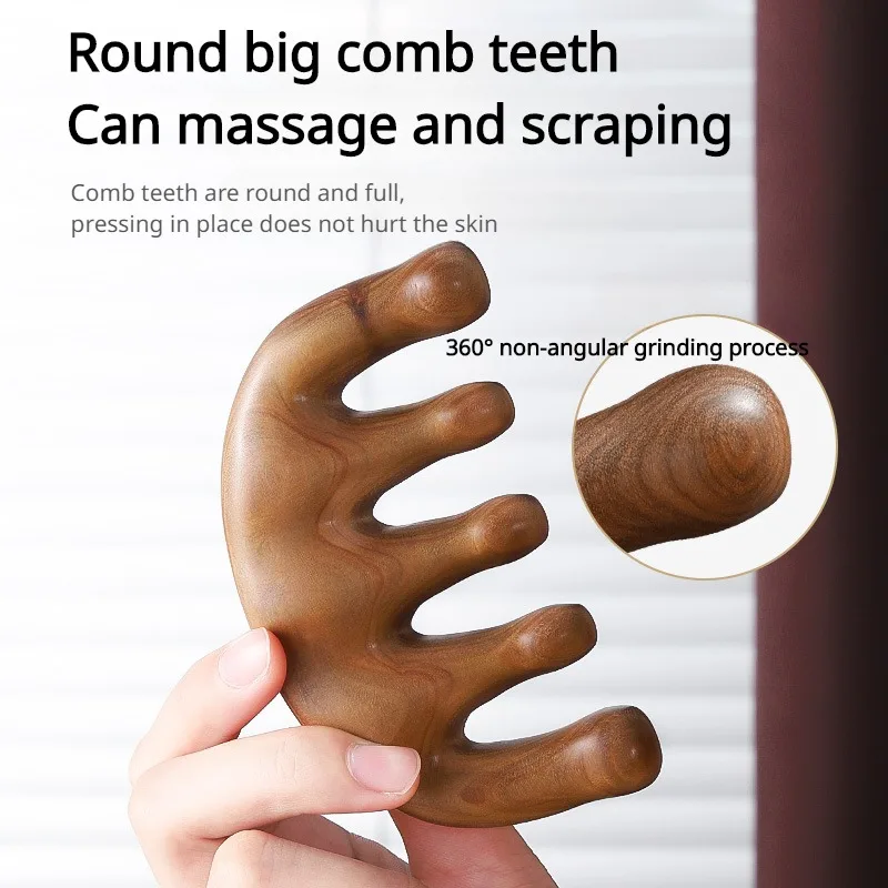 Sandalwood Five-tooth Body Massage Comb Rosewood Multi-functional Meridian Massage Neck Scalp Facial Scraping Tool Fashion New