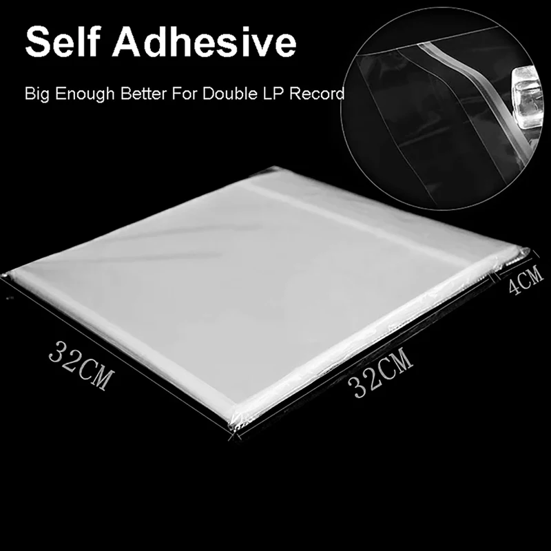 12 inch OPP Gel Opname Beschermhoes voor Draaitafel Speler LP Vinyl Record Zelfklevende Records Tas 32.3 cm * 32 cm 50 STKS