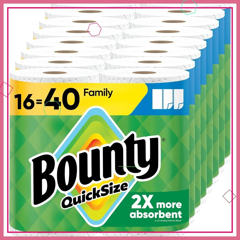 

Бумажные полотенца Quick-Size, белые, 16 семейных рулонов, эквивалент 40 обычных рулонов