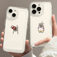 Cute Funny Logo Figurines For iPhone 16 15 14 13 12 11 Pro Max 14 15 Plus Shockproof Cases Clear Back Cover Couple Phone Case