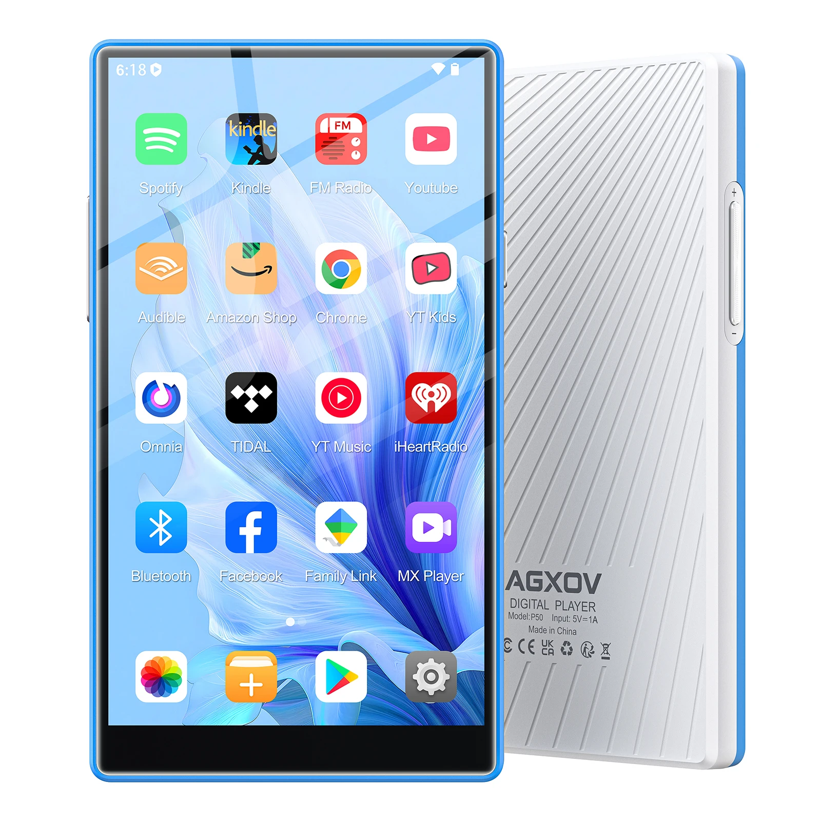 5" Touchscreen Android MP3 Player Bluetooth WiFi Built-in Speaker Compatible with Spotify Play Store