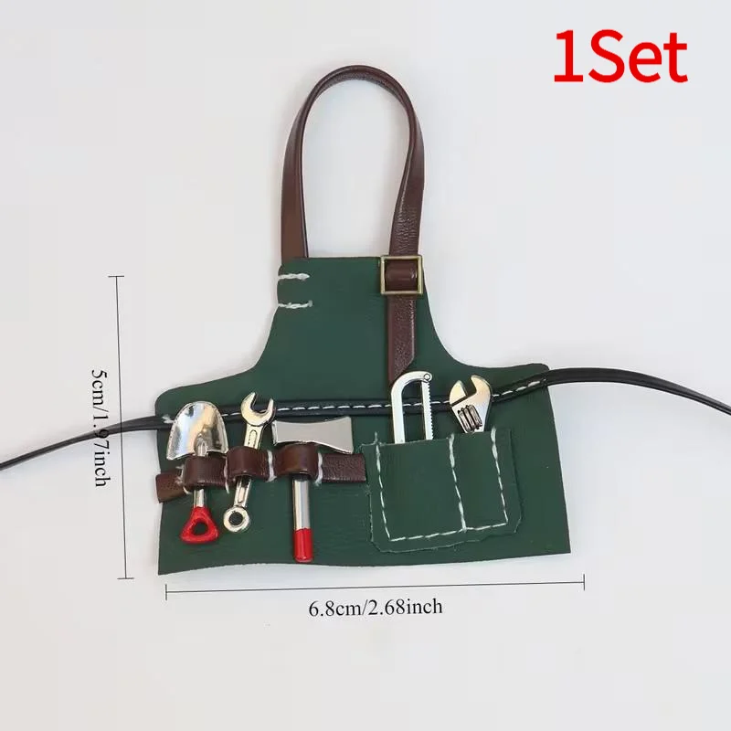 #1Set Creative Personality Tooling Apron Clothing Decoration Apron Simple Solid Color Leather Apron Adjustable Length
