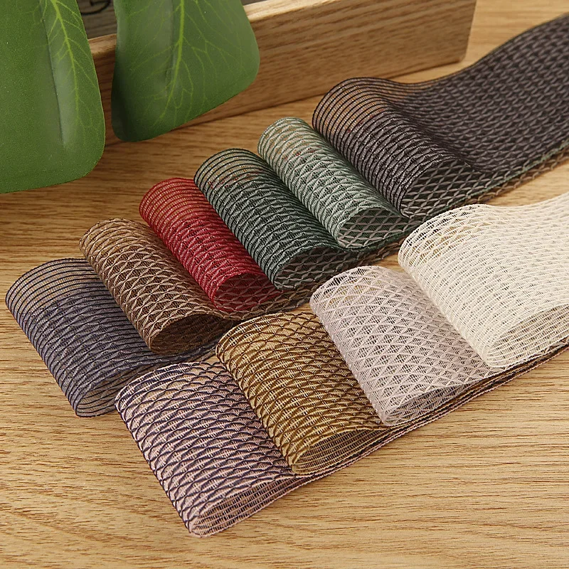 Crochet Check Embellished Ribbon Roll For Craft Supply Burlap Flowers Packing Material 10 16 25 40mm 7/8 5/8 Poly Deco Mesh Tape