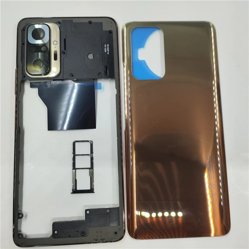 الباب الخلفي للإسكان الكامل لهاتف Xiaomi Redmi Note 10 Pro 4G M2101K6G الإطار الأوسط + الغطاء الخلفي + علبة بطاقة Sim