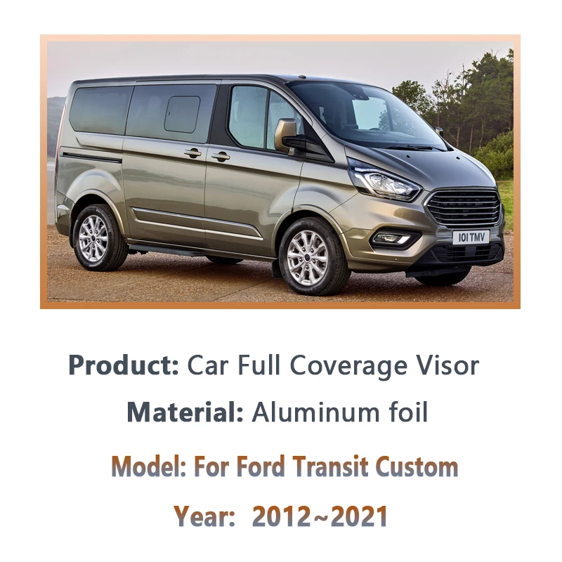 Car Full Sunshades For Ford Transit Custom Camper 2012~2021 Visor Sunscreen Anti-UV Sun Blinds Interior Auto Parts Accessories