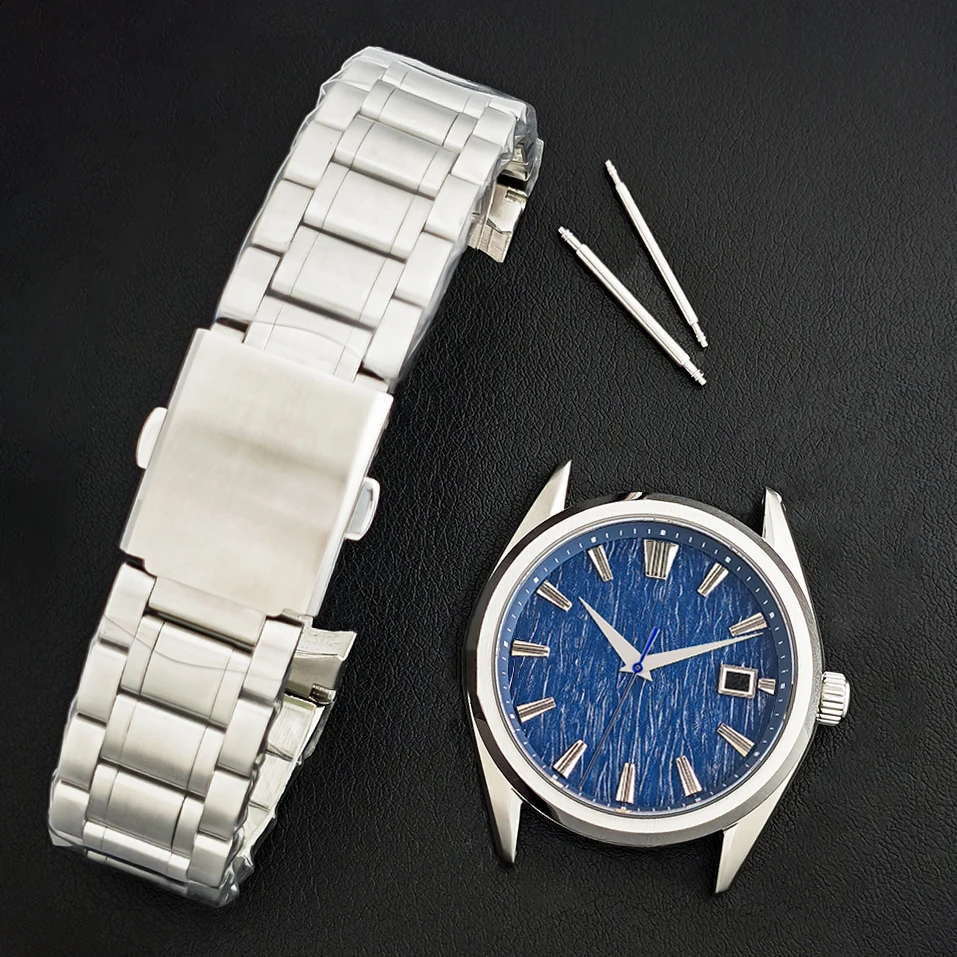 SUPER NH35 39.5mm Case Set For GS NH35/NH36 Movements 33.5mm Dial Sapphire Glass White Birch Wood Texture Dial 22mm Steel Strip