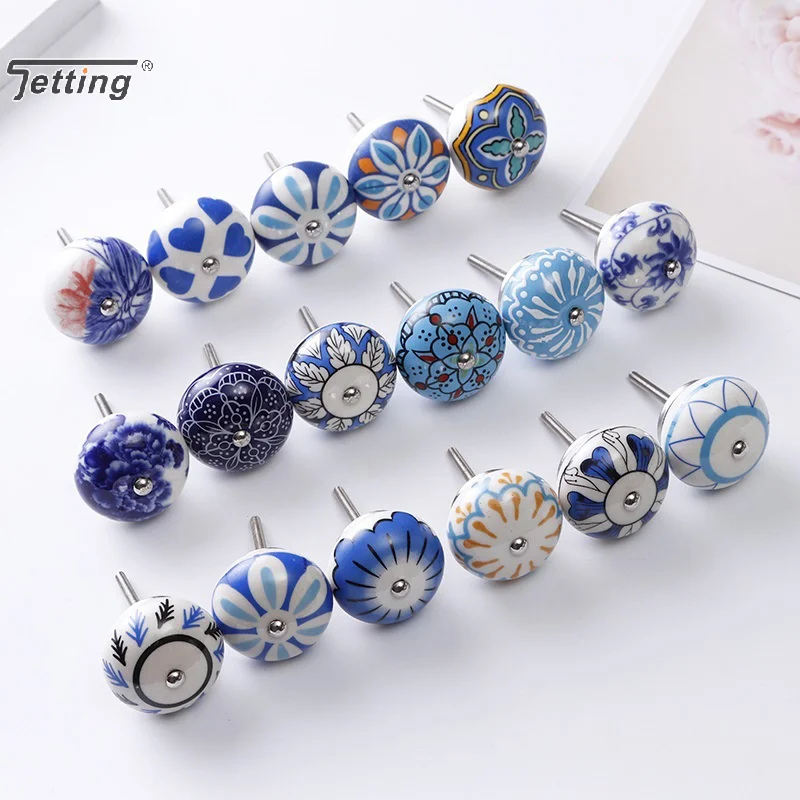 1PCS Multicolor Ceramic Knobs For Cupboard Cabinet Dresser And Furniture Antique Floral Drawer Handle Pull Door Knob