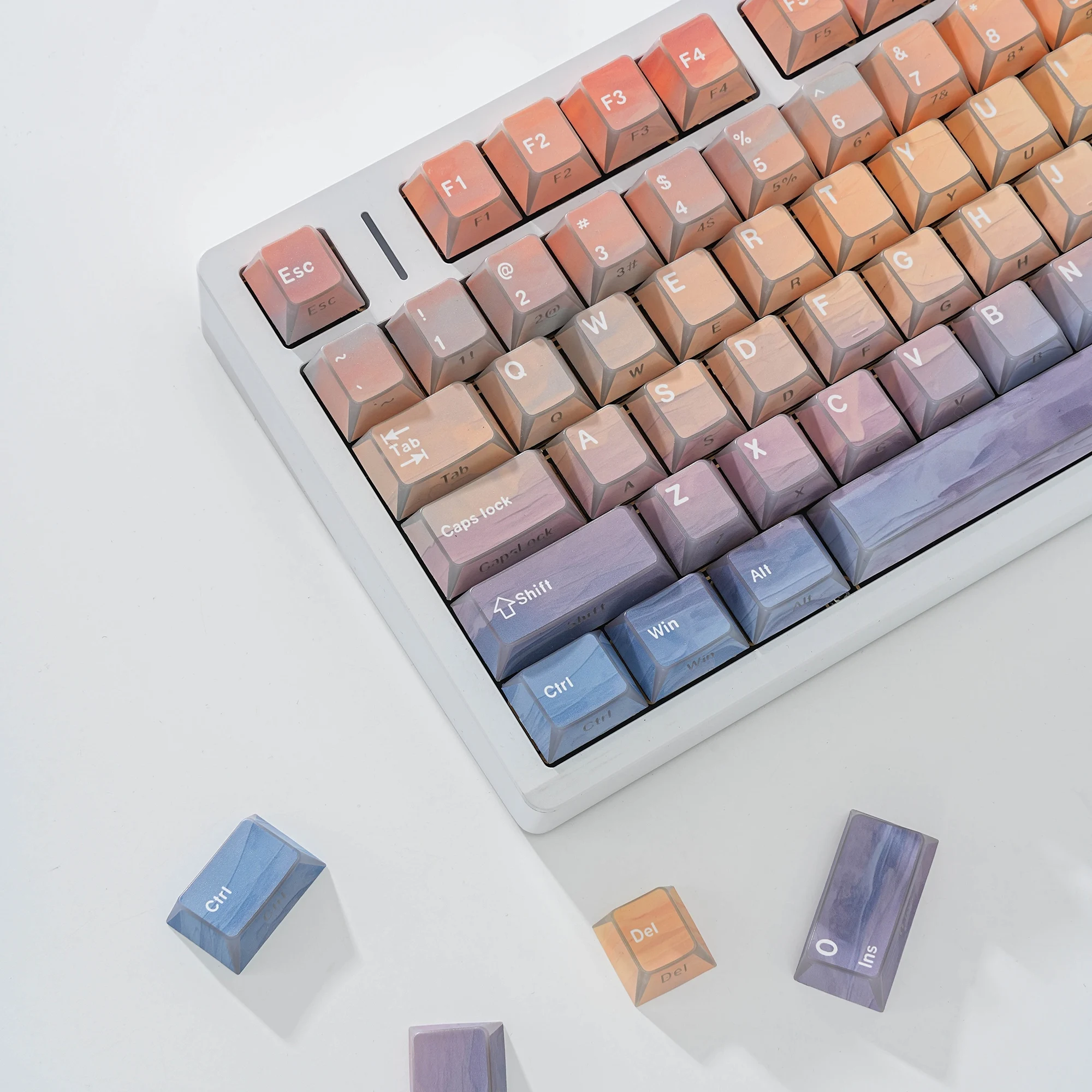 131 Keys PBT Dye-Sub Side-Lighted Twilight-LAS Profile Mechanical Keyboard Keycaps Korean Layout with Support for Spanish Arabic