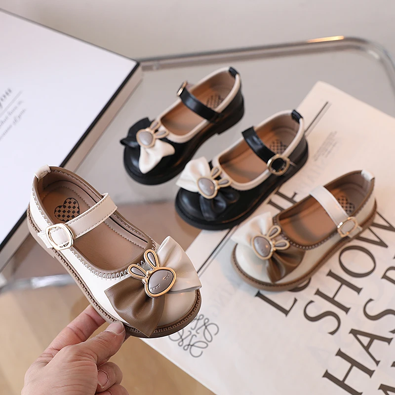 

Новинка 2023 года, детские мягкие кожаные лоферы Мэри Джейн для девочек, элегантные детские туфли принцессы с рисунком кролика, детская обувь