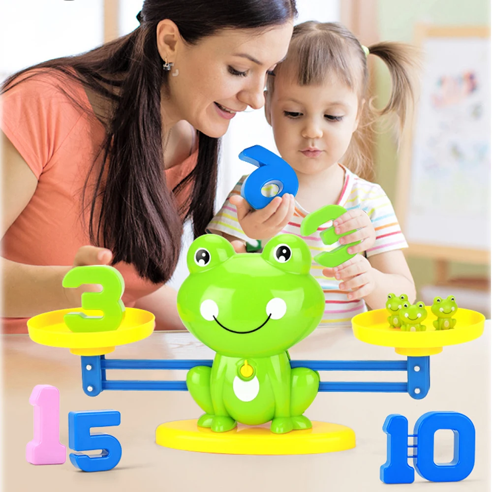 Balance Game Frog Toys Set for School Kids Years 3 4 5 6 7 STEM Math Toy Educational for Preschool Education Number Counting