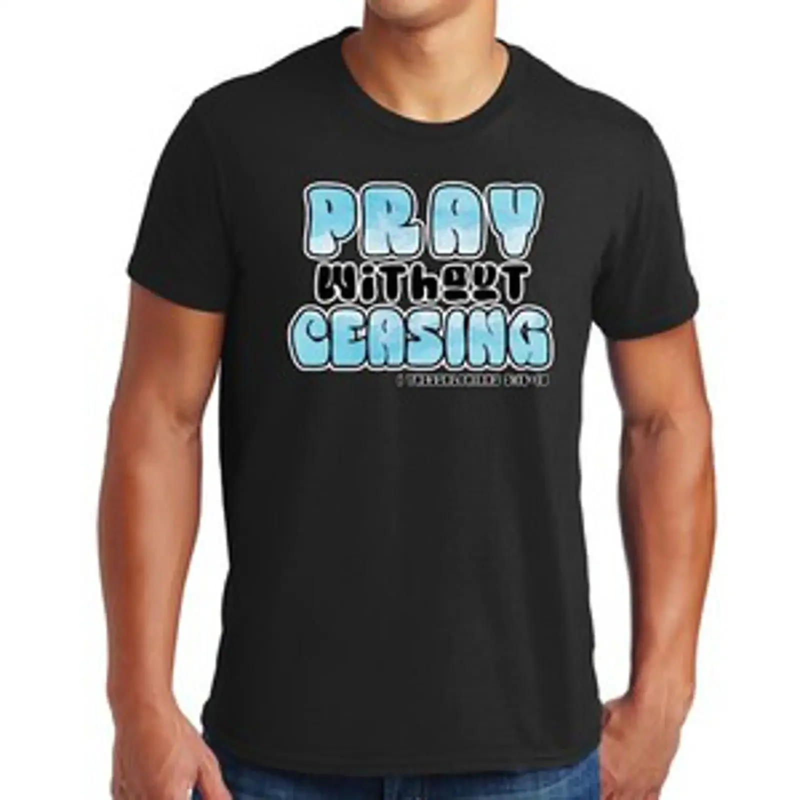 Mens T shirt Pray Without Ceasing Inspirational Illustration vintage Washed Slightly designer clothes Breathable fashion