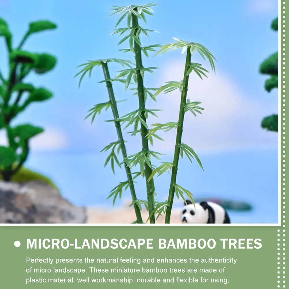 80Pcs Simulated Bamboo Trees Decorative Plastic Home Garden Micro Landscape Adornments Realistic Easy Carry Outdoor
