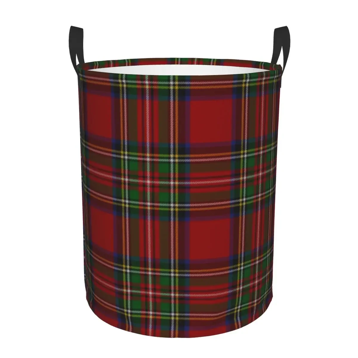 

Royal Stewart Tartan Clan Laundry Basket Collapsible Geometric Gingham Clothes Hamper for Baby Kids Toys Storage Bag