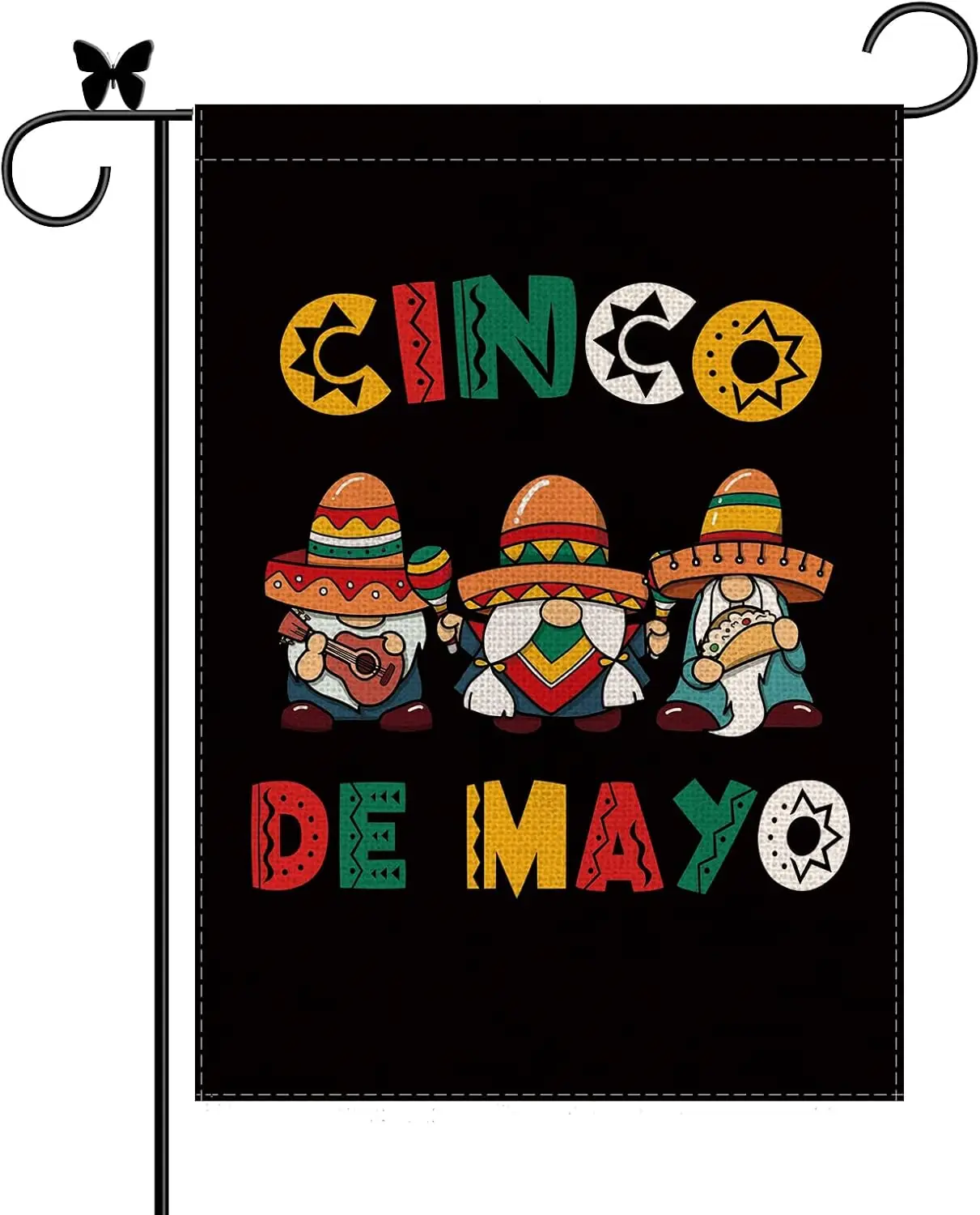 Cinco De Mayo Garden Flag Gnome Vertical Double Sided Mexican Holiday Celebration Yard Sign Mexican Fiesta Party Outdoor Yard La