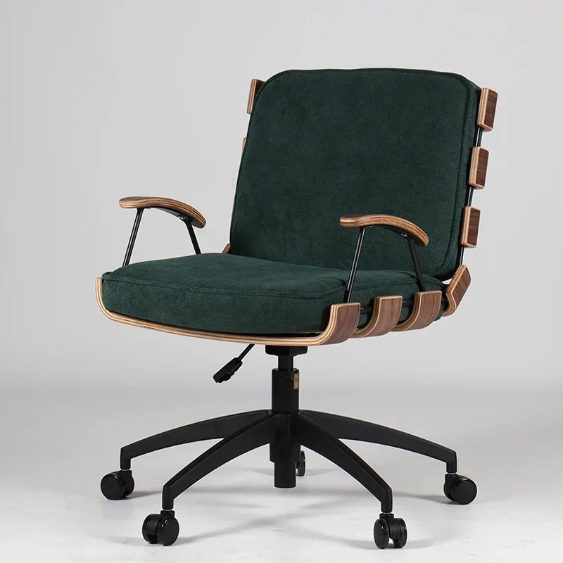 

Nordic office chair, study computer chair, vintage walnut veneer, home swivel chair, seat lift chair