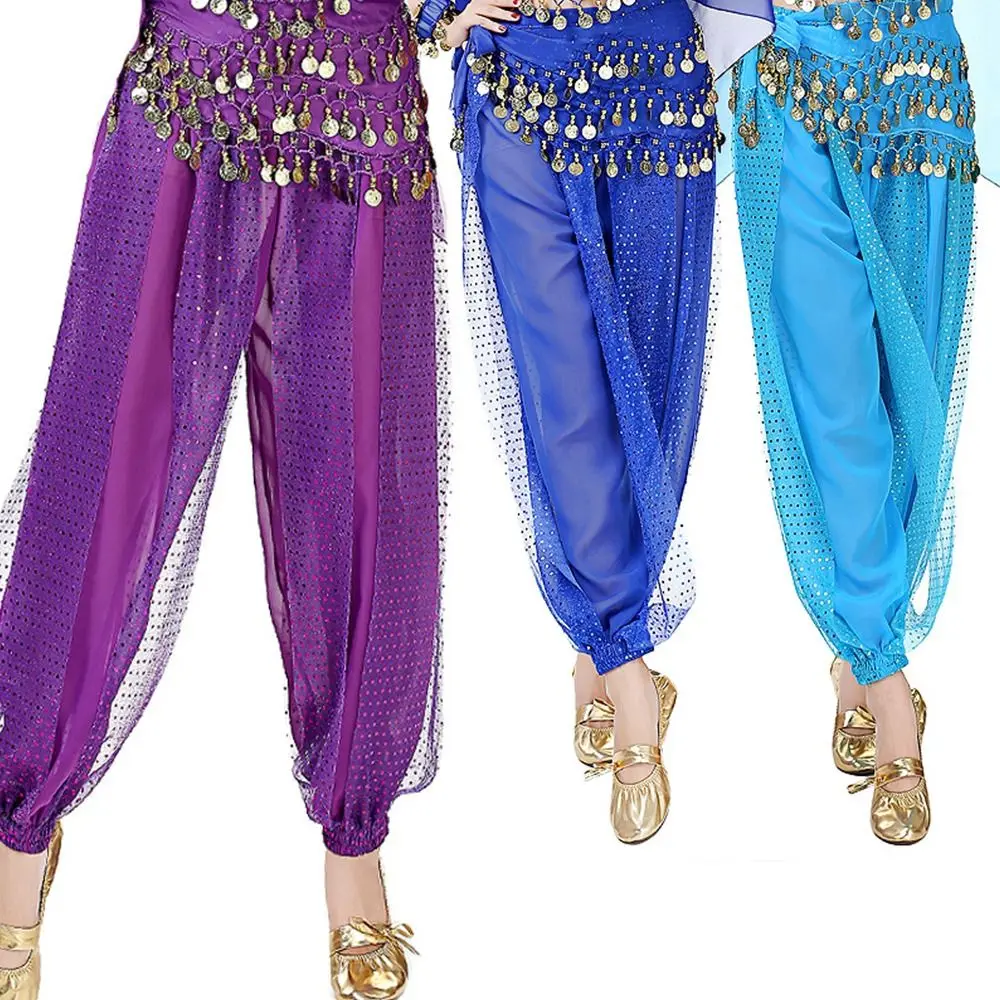 موضة الترتر الرقص الشرقي السراويل شرابة أداء ارتداء السراويل فضفاضة الرقص الشرقي اكسسوارات فضفاضة الترتر الرقص بنطلون النساء #1