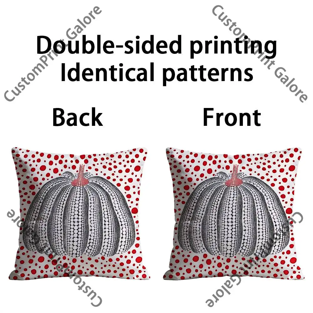 Y-YayoiS Art Pumpkin Polka Dots K-KusamaS Pillow Cover Polyester Square Cushion Case 45 cm Decorative for Home Bed Car Decor