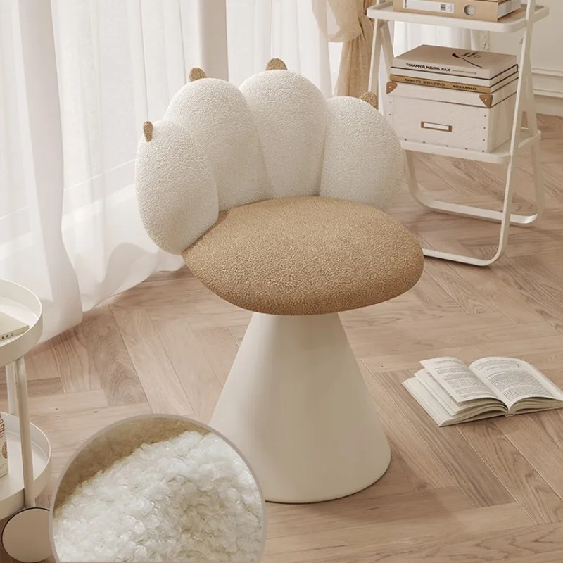 

%j forModern Creamy Style Backrest Chair, Home Bedroom Cloakroom Vanity Stool for Women, Padded Cat-Claw Living Room Chair*