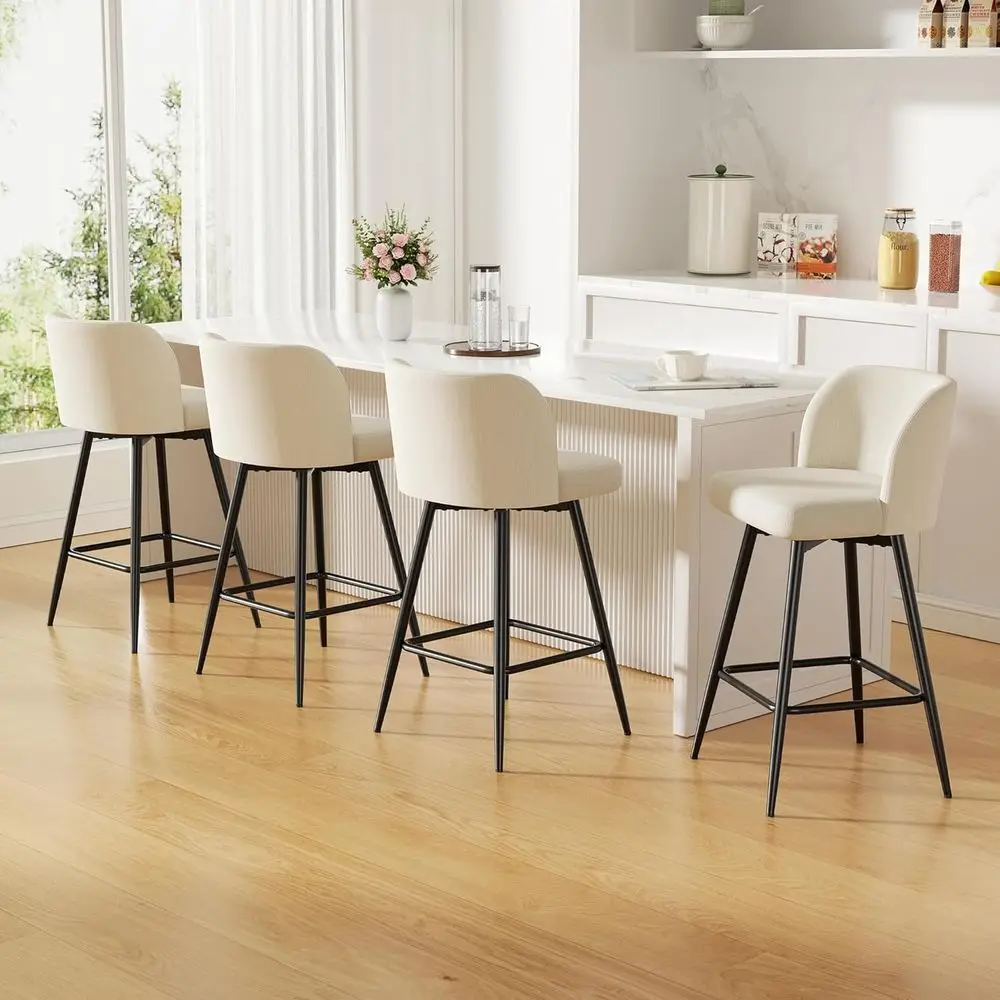 

Swivel Bar Stools, 26" Counter Height Bar Stools with High Back and Metal Legs, abric Bar Chairs, ern Barstools or Kitchen