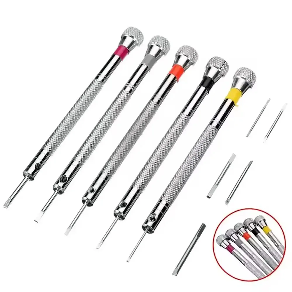 Clock Repair Tool Screwdriver Set 0.8mm-1.6mm Flat Head Screwdriver Kit Professional Watchmakers for Clock Repair Tools