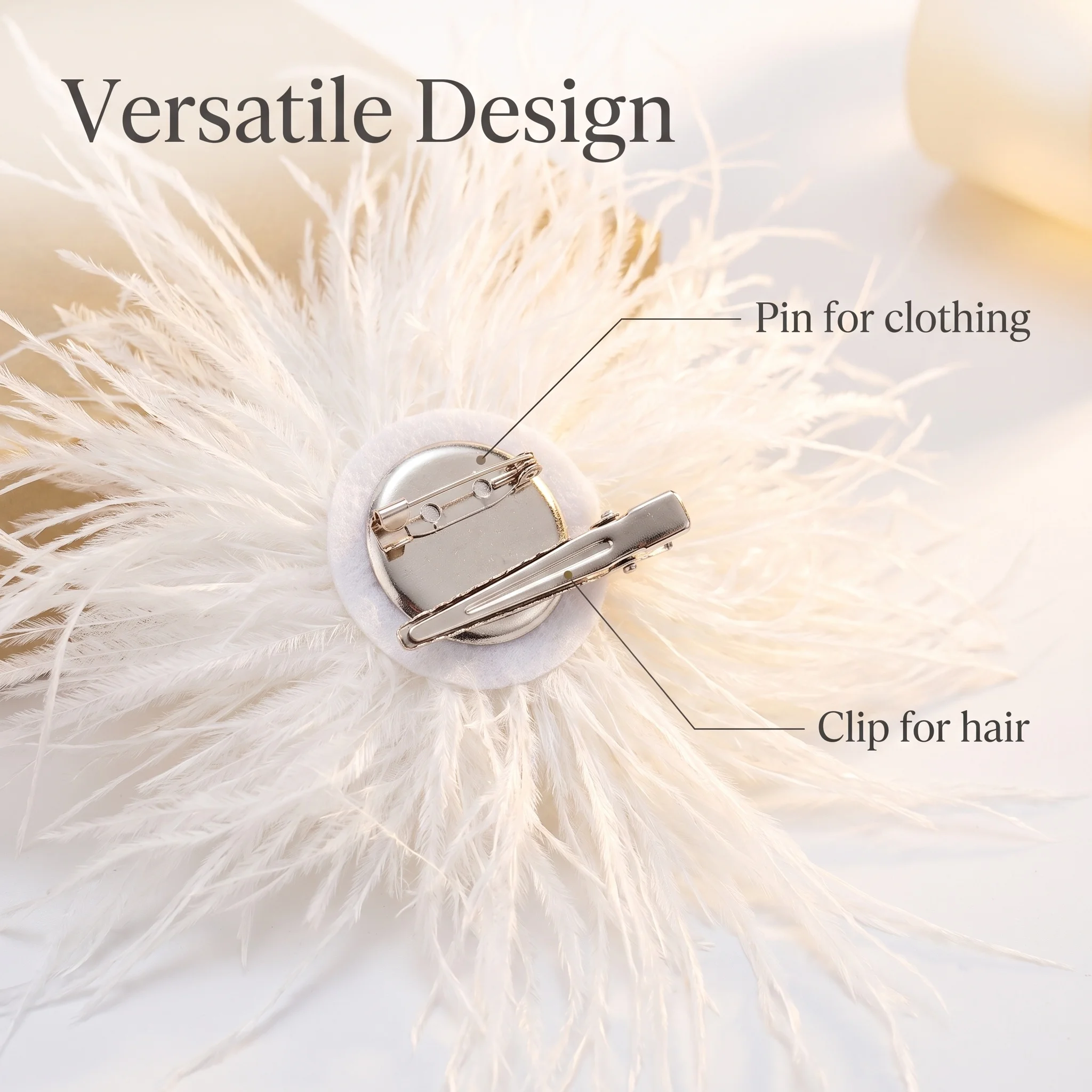 Ostrich Feather Flower Corsage Brooch Hair Clip 17 20cm Handmade Feather Costume Decoration Wedding Party Stage Accessory