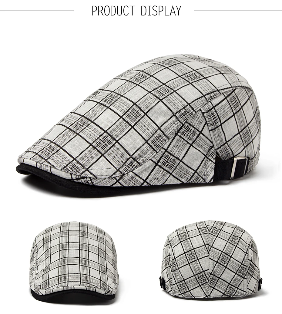 CNTANG Neue Sommer Dünne Baskenmütze Mode Männer Vintage Plaid Baumwolle Leinen Visier Flache Kappen Für Frauen Berets Boina Casual Weibliche – Detail 3