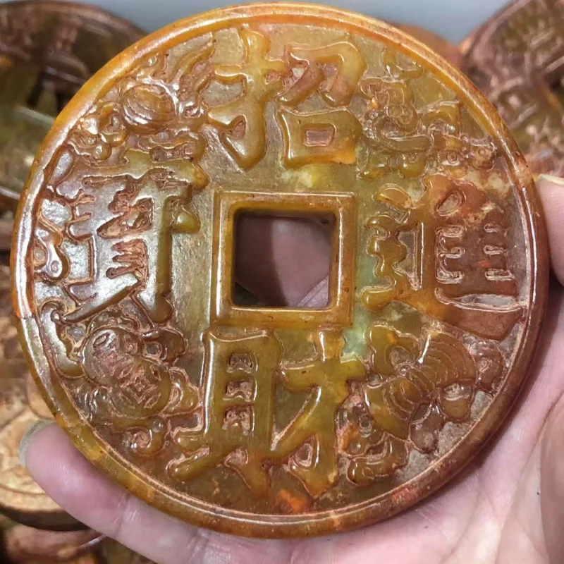 Antique-style Xiuyu Jade Amulet Wealth Treasure, Daily Fortune and Prosperity