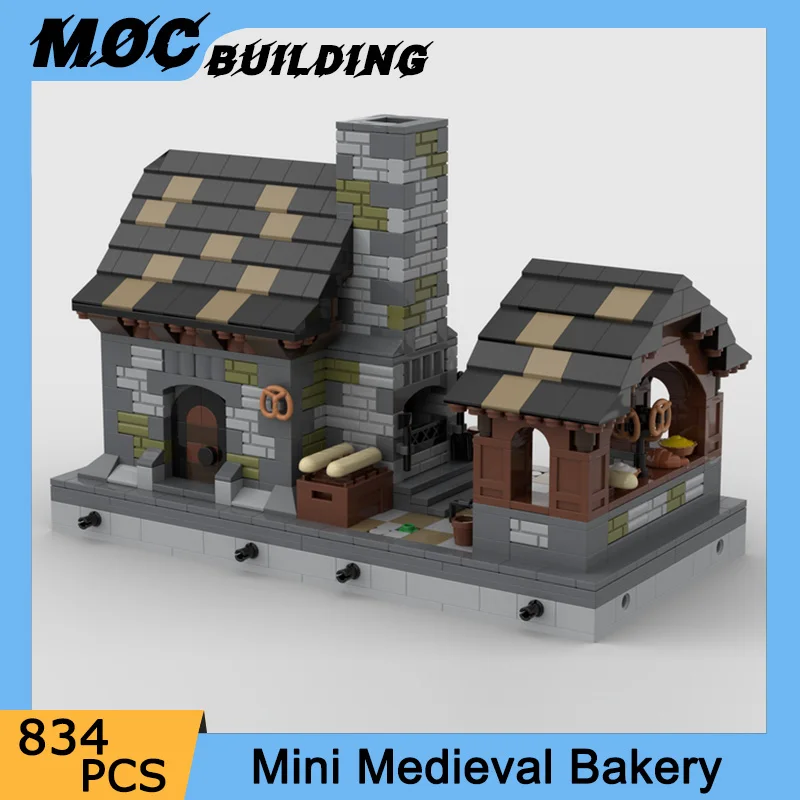 MOC Mini Medieval Bakery Building Blocks Food Bread Shop Construction Cottage DIY Bricks Assembly Ideas Toys Birthday Xmas Gifts