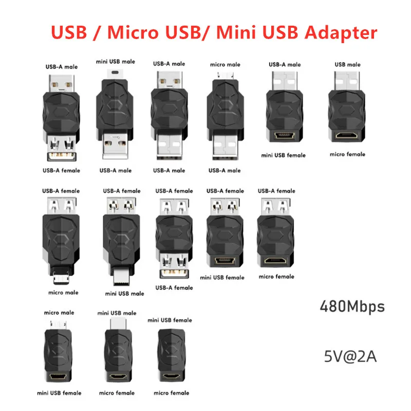 USB męskie żeńskie do Micro Mini USB złącze Micro USB ładowarka Adapter do Samsung Xiaomi Redmi Huawei konwerter