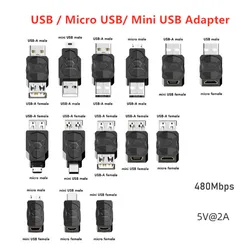 USB męskie żeńskie do Micro Mini USB złącze Micro USB ładowarka Adapter do Samsung Xiaomi Redmi Huawei konwerter